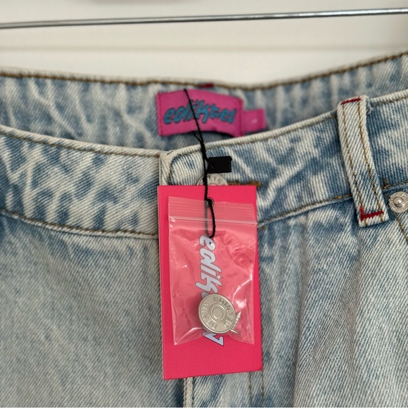 Edikted Sky Blue Wide-Leg Jeans Size L - Picture 3 of 9